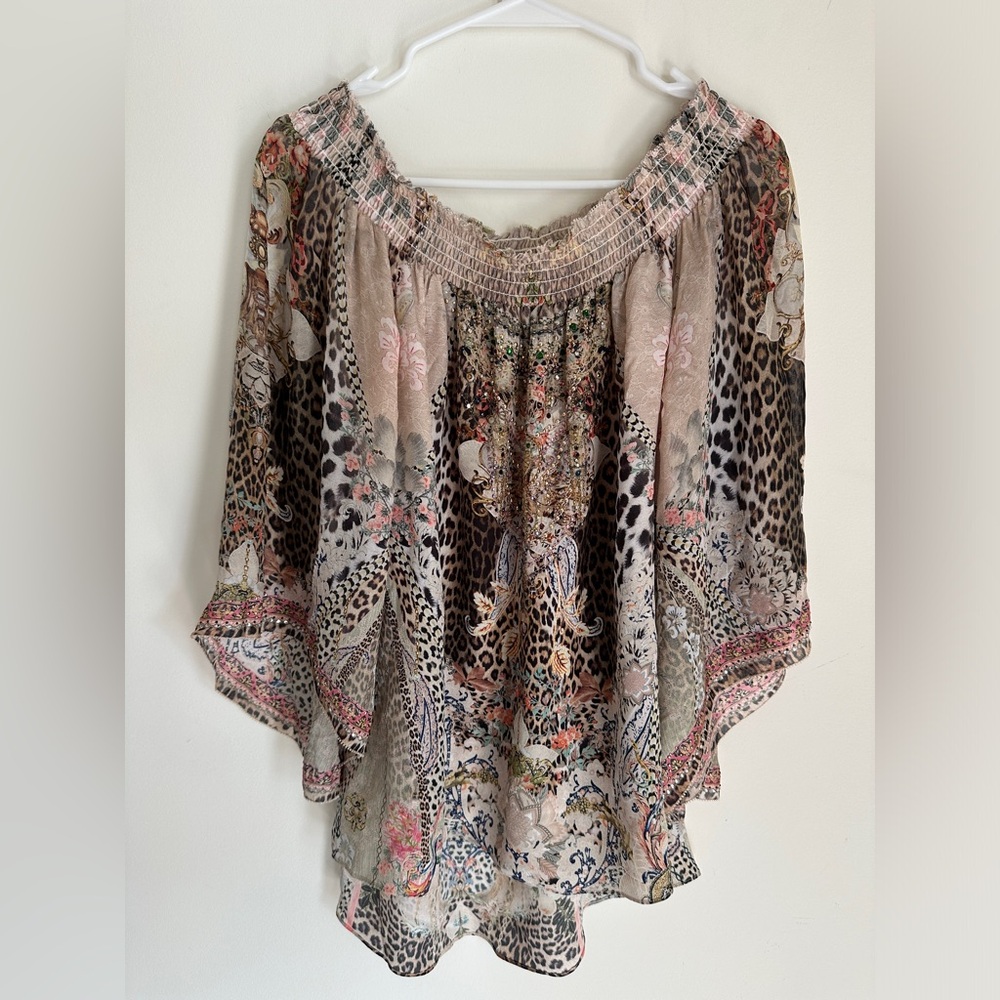 Camilla abstract print embellished top